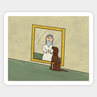 Dog Seeing God in Mirror Sticker
